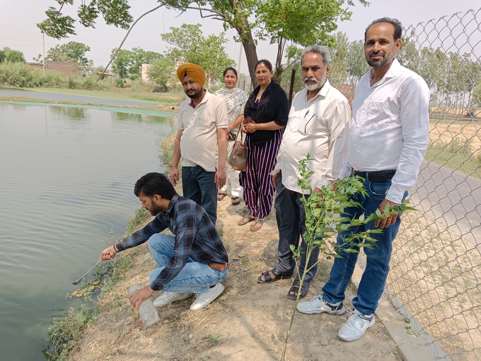 Released fish in the ponds of different villages of Nawanshahr.